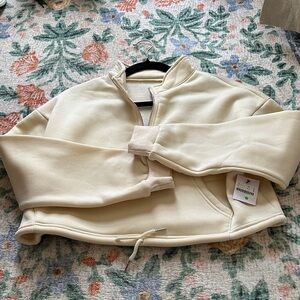 Cropped Cream Half-Zip Pure Barre Sweater